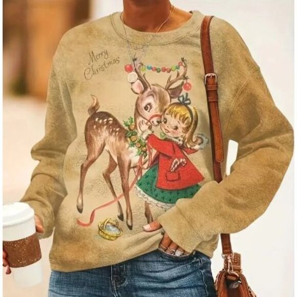 NEW Christmas Reindeer 4X Top Long Sleeve Holiday-Measures to be a 3X - Picture 13 of 13